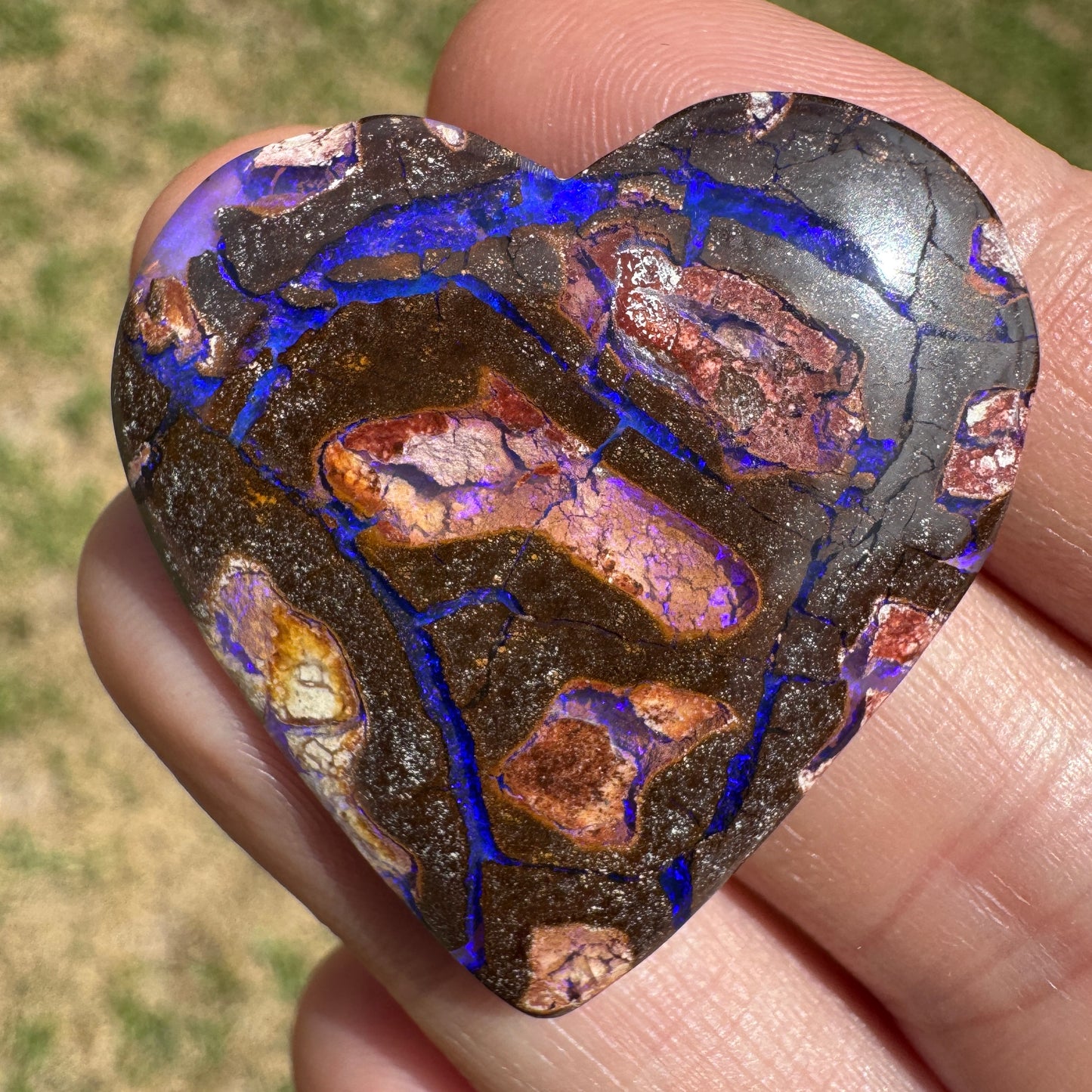 38.60 Ct large purple matrix heart opal