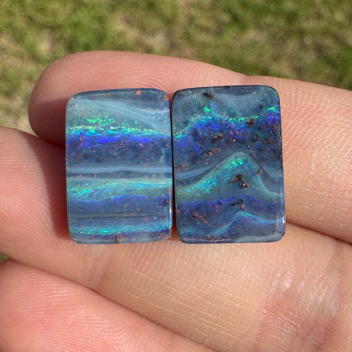 13.34 Ct 'the waves' boulder opal pair