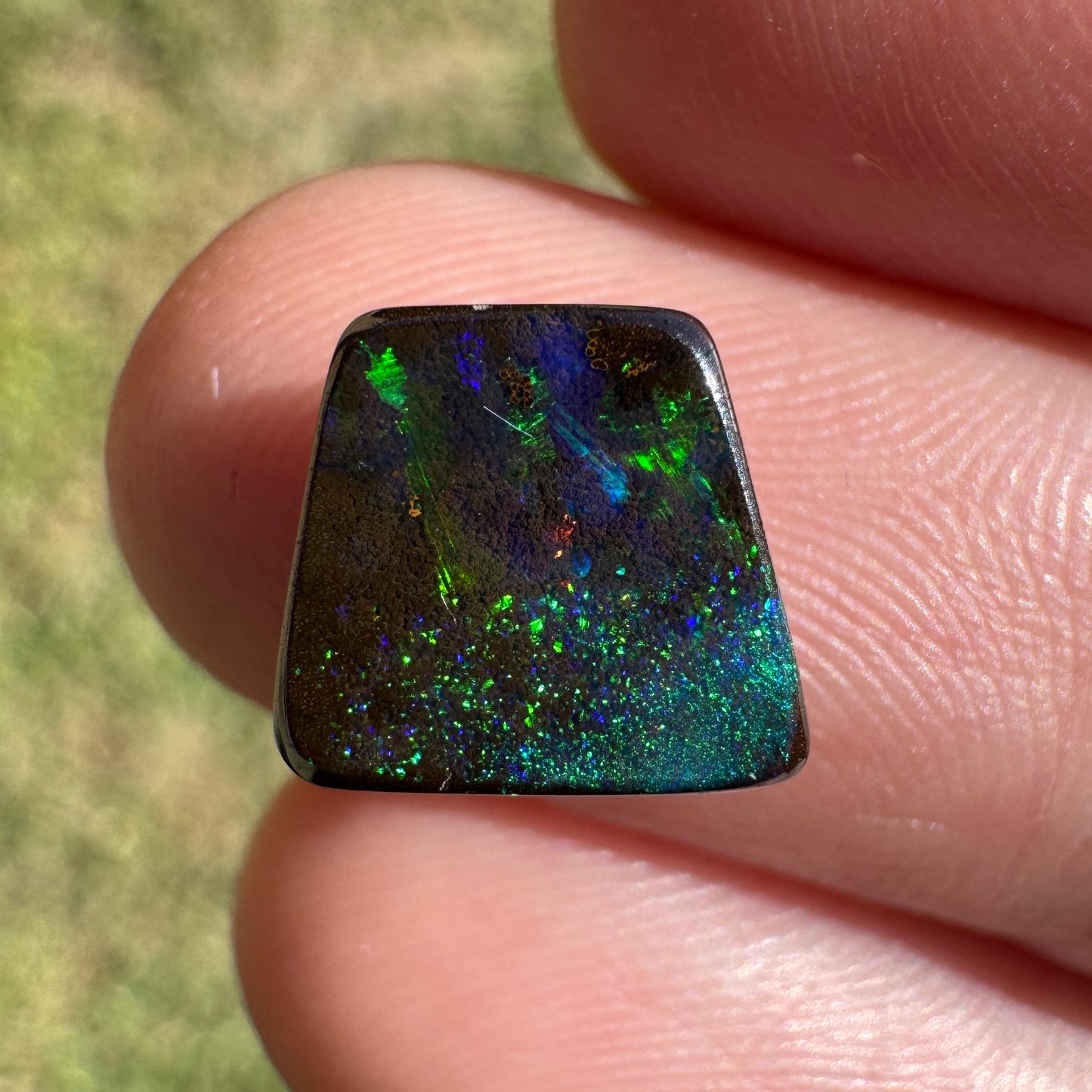 2.53 Ct small trapezoid black boulder opal
