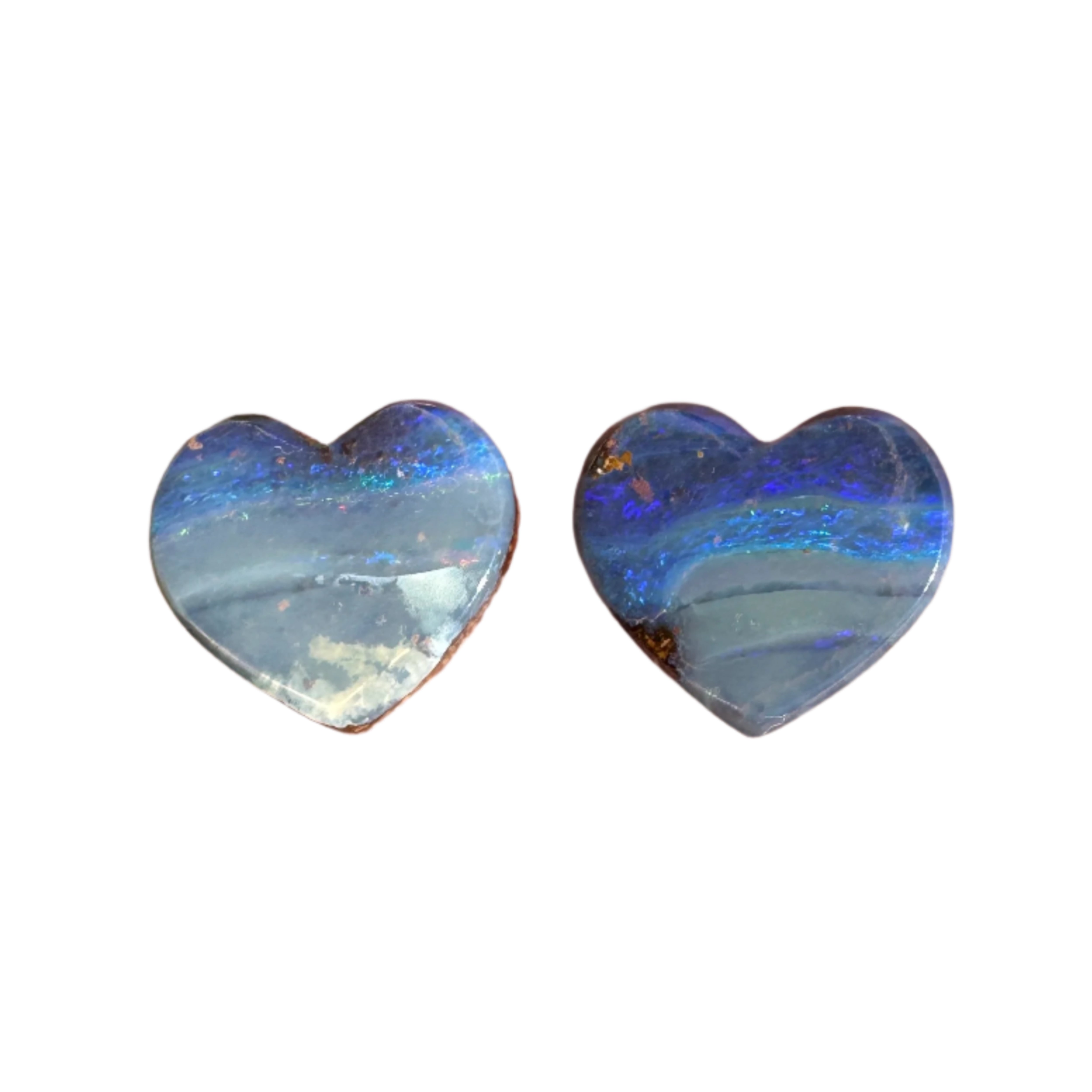 2.30 Ct heart boulder opal pair - Broken River Mining