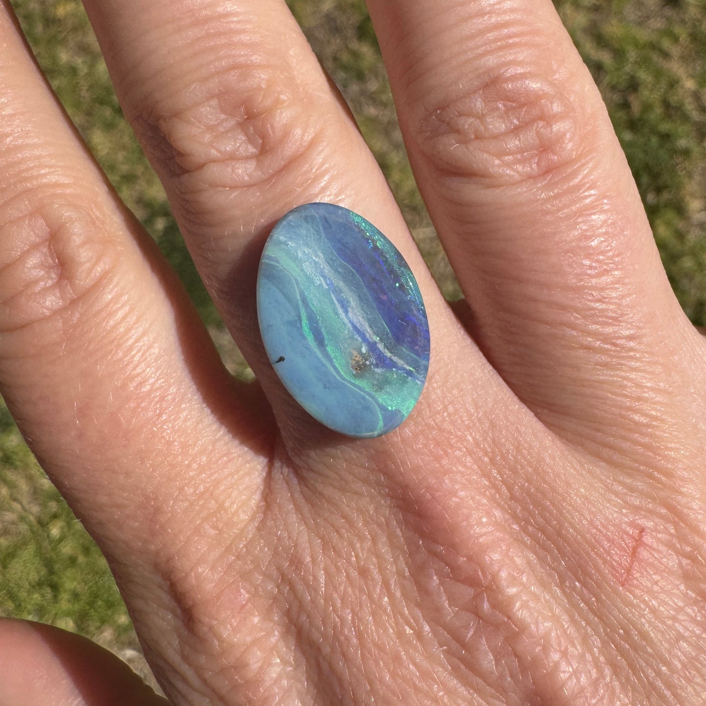 8.60 Ct green-blue oval boulder opal