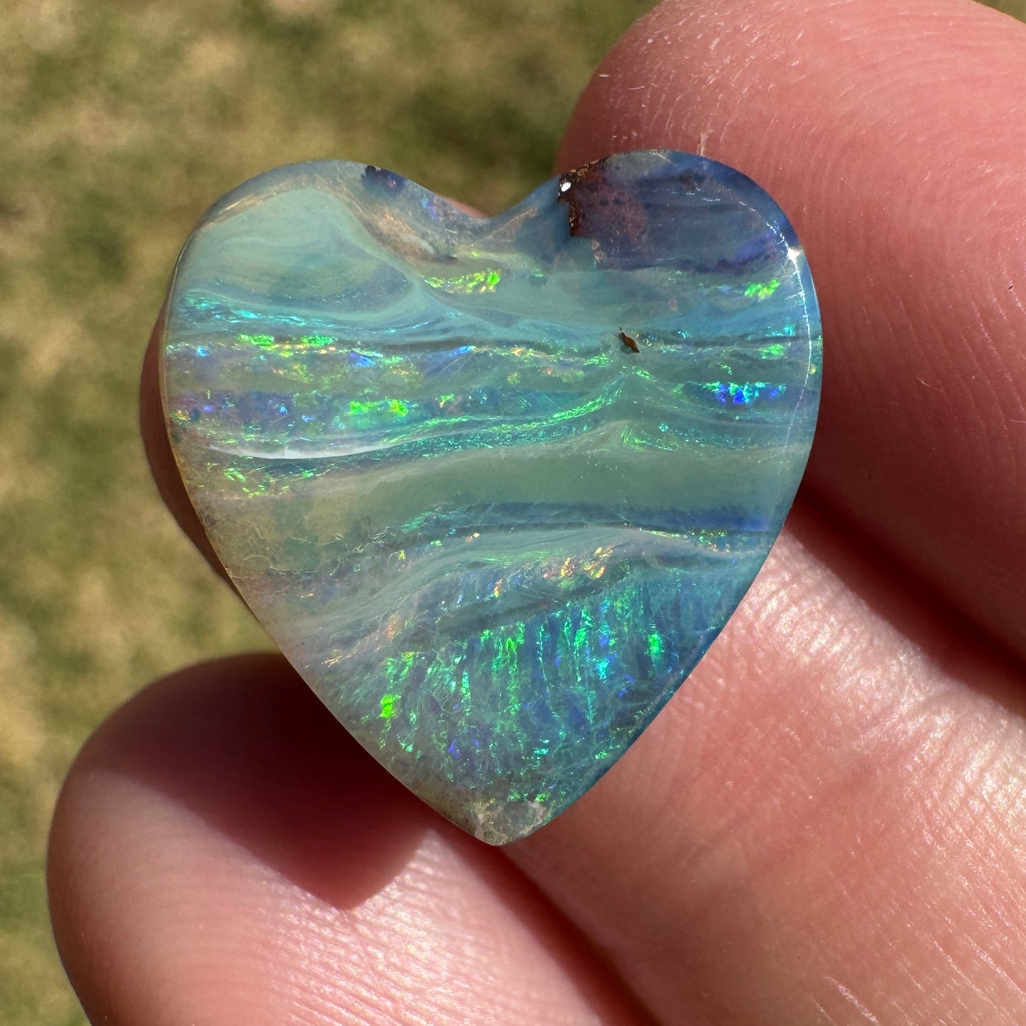 8.21 Ct striped pattern boulder opal heart
