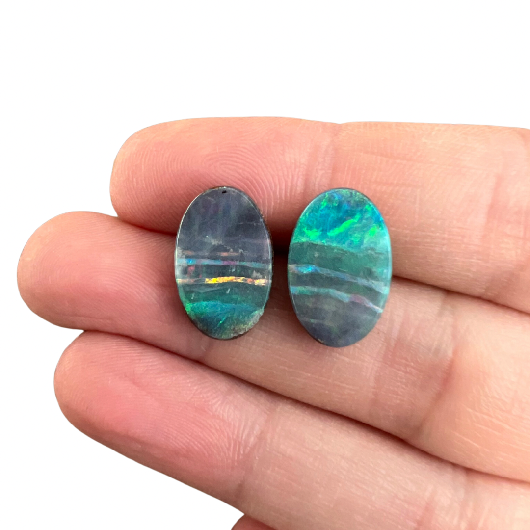 8.84 Ct oval boulder opal pair