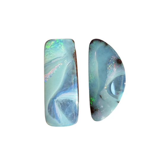 8.04 Ct two piece boulder opal set