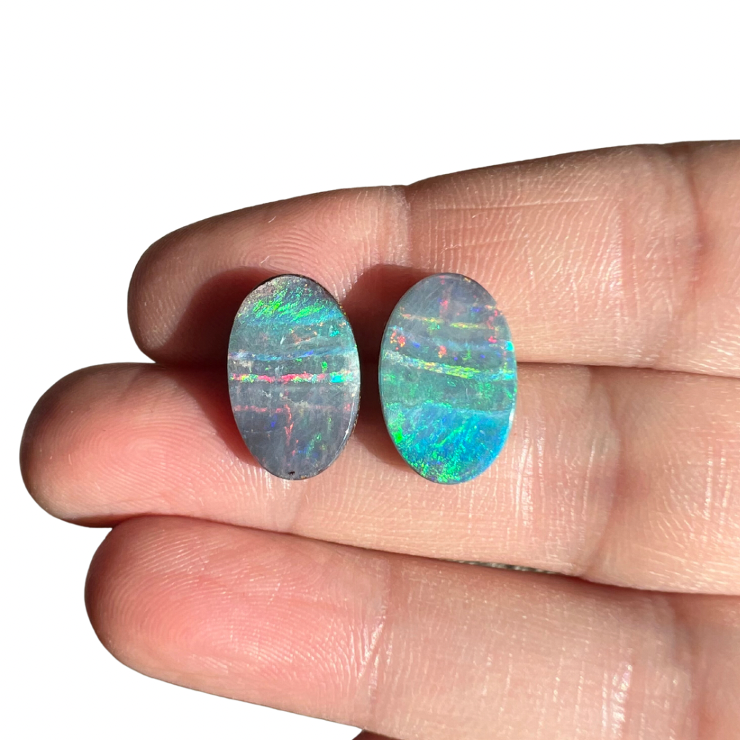 8.84 Ct oval boulder opal pair