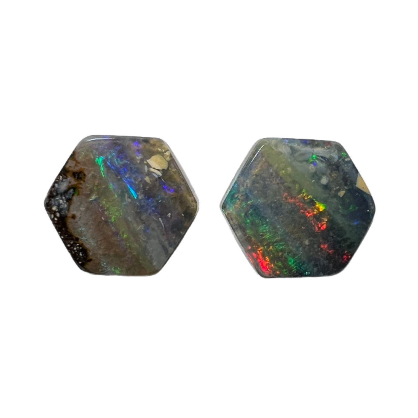 5.56 Ct hexagon boulder opal pair