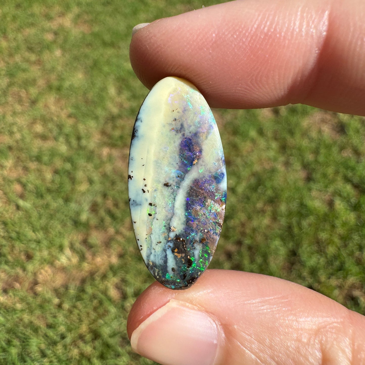 16.03 Ct green and purple boulder opal