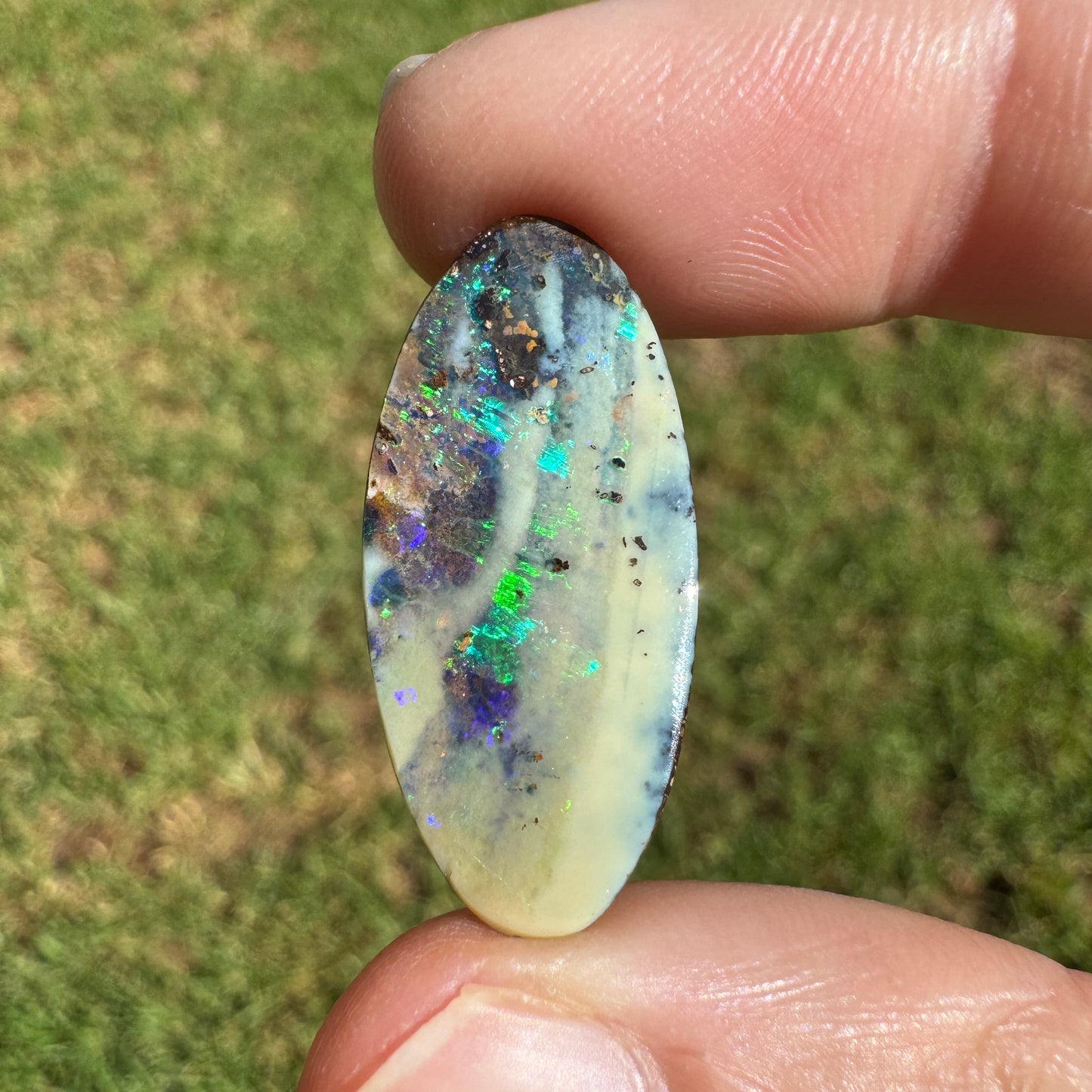 16.03 Ct green and purple boulder opal