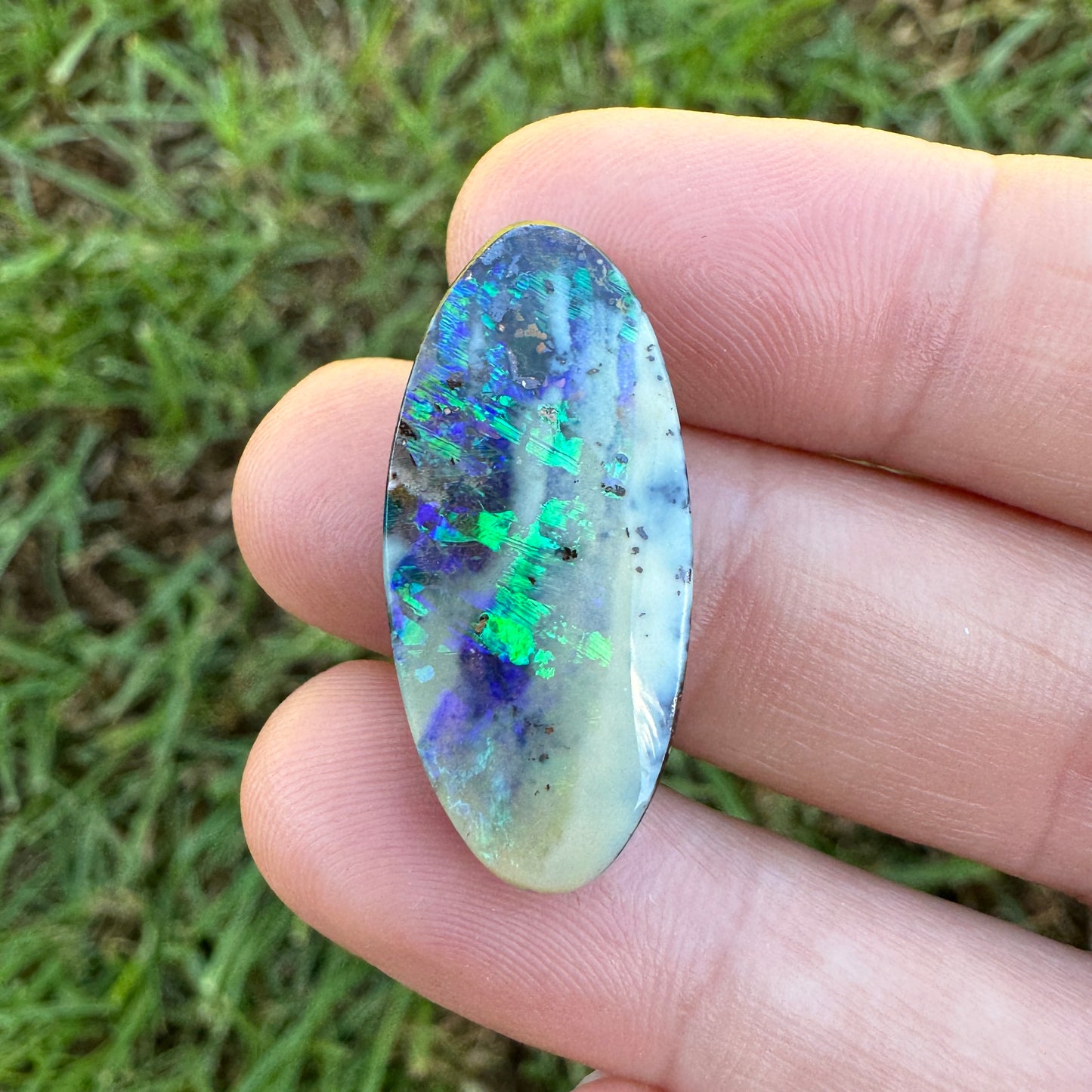 16.03 Ct green and purple boulder opal