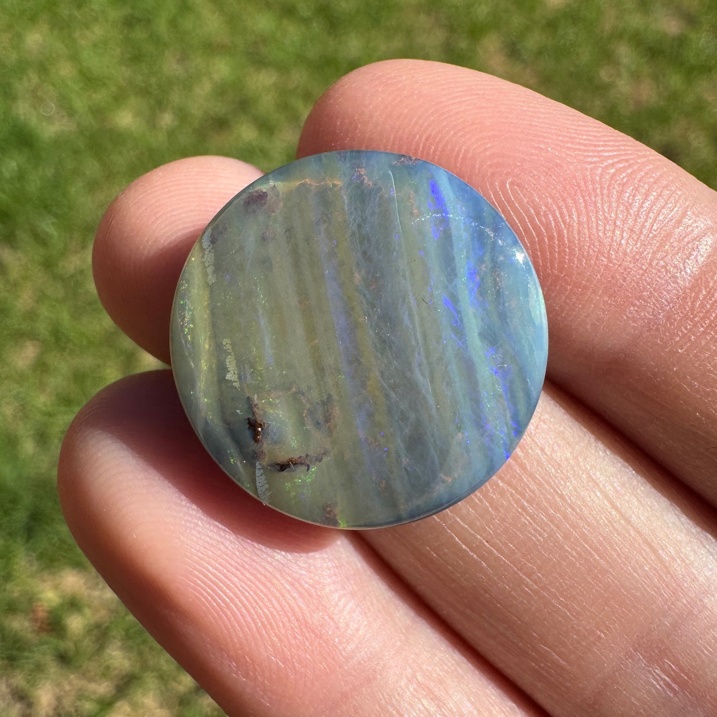 16.42 Ct striped circle boulder opal - Broken River Mining