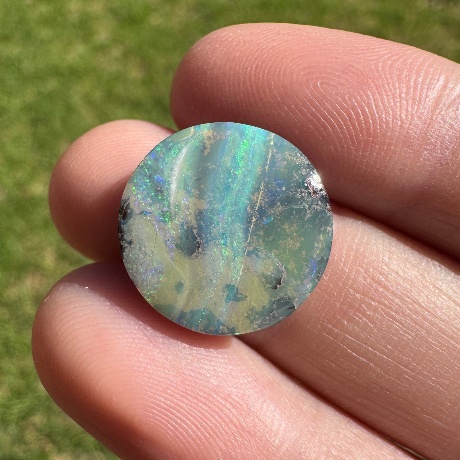 7.34 Ct green swirly boulder opal - Broken River Mining