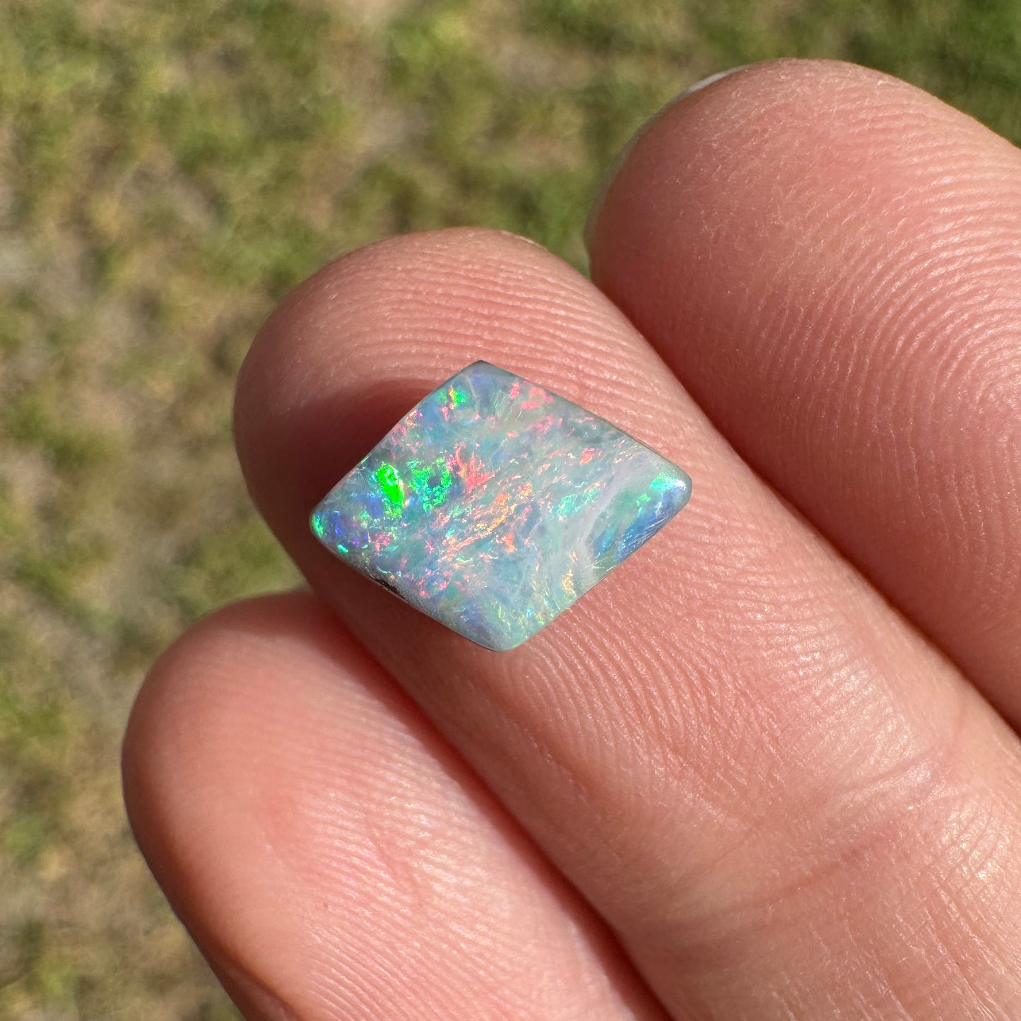 1.35 Ct pink and green diamond-shaped boulder opal
