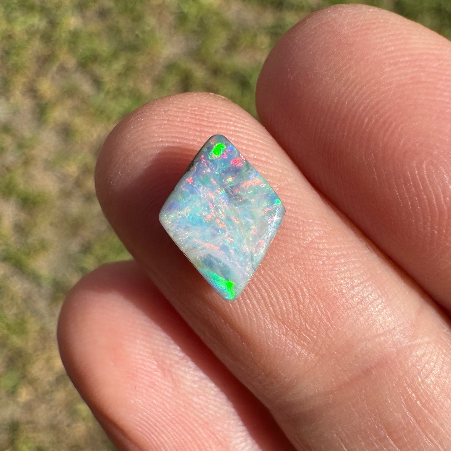 1.35 Ct pink and green diamond-shaped boulder opal