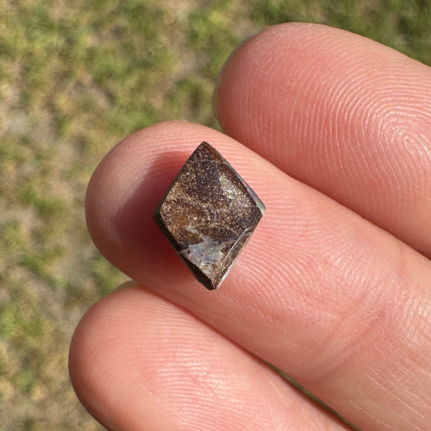 1.35 Ct pink and green diamond-shaped boulder opal