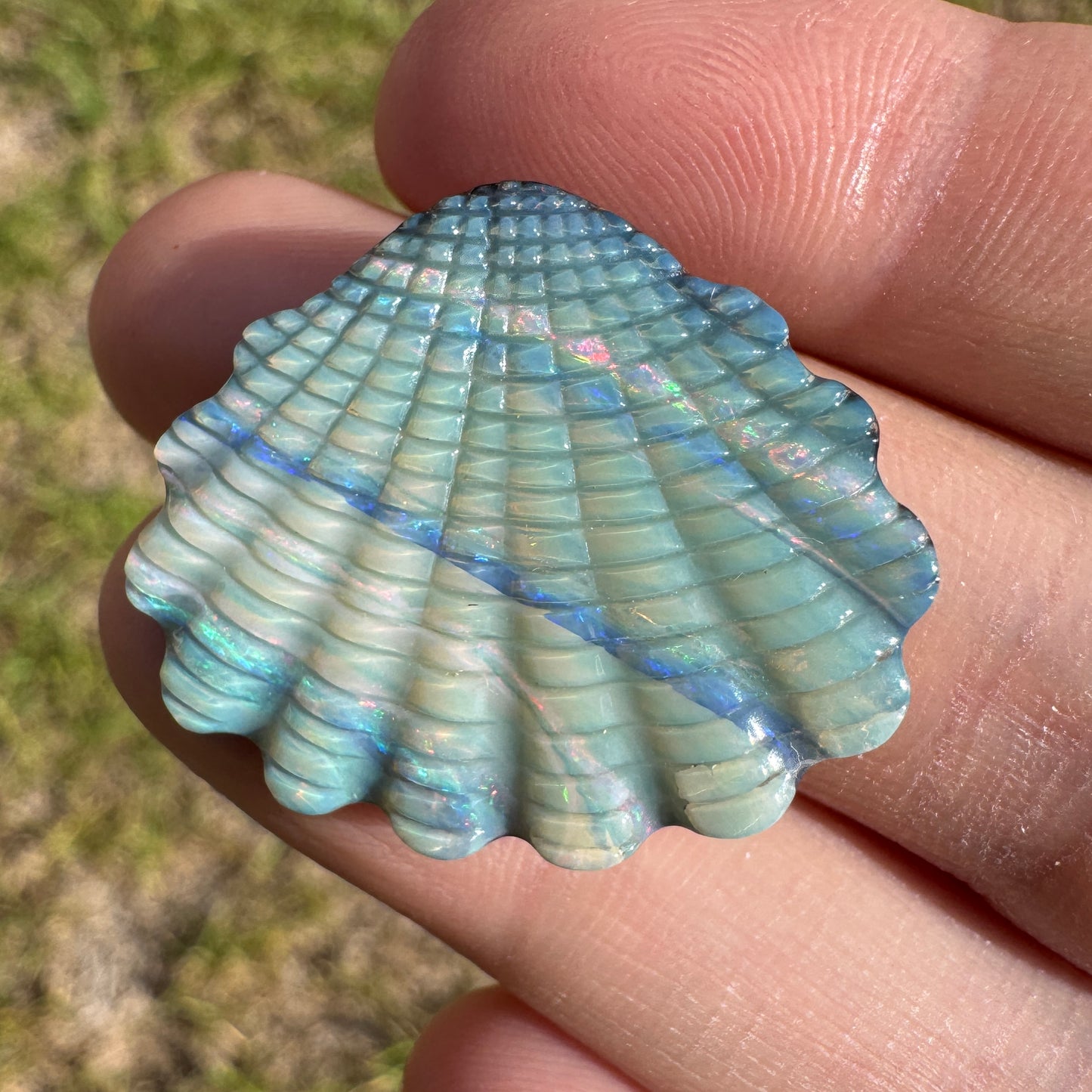 29.46 Ct large shell boulder opal carving