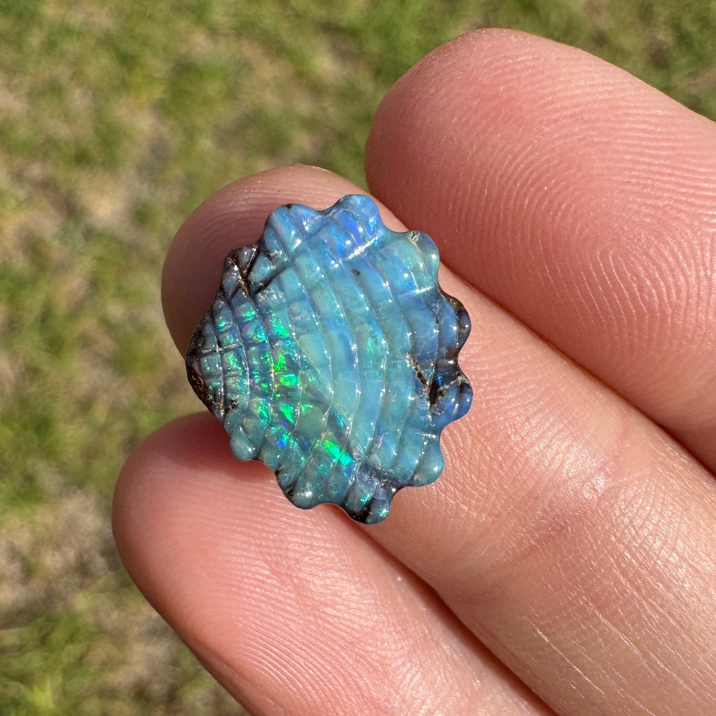 5.52 Ct shell boulder opal carving