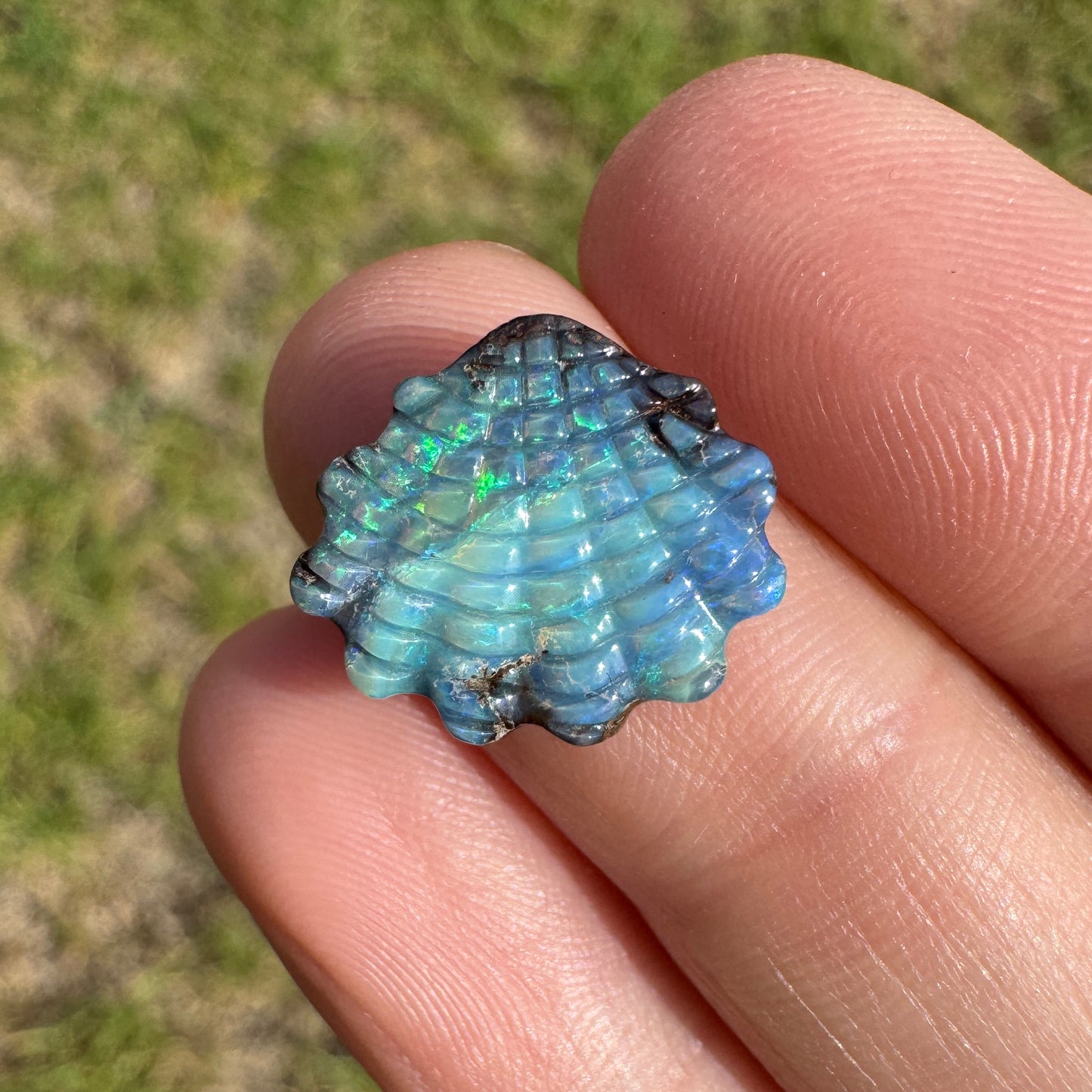 5.52 Ct shell boulder opal carving