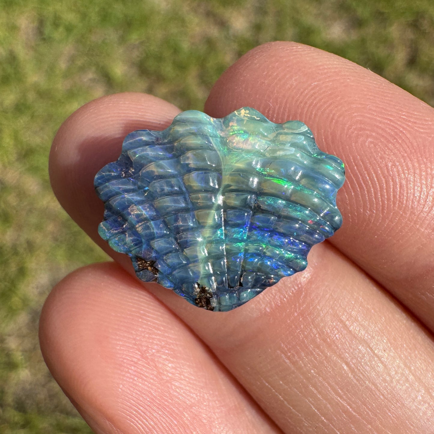 8.42 Ct shell boulder opal carving