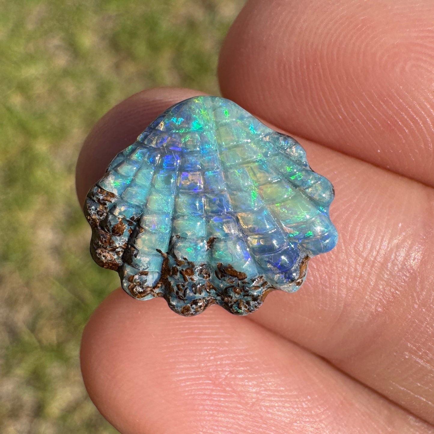 6.94 Ct shell boulder opal carving