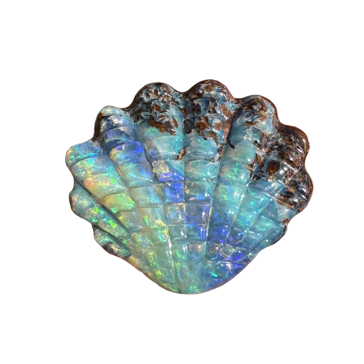 6.94 Ct shell boulder opal carving