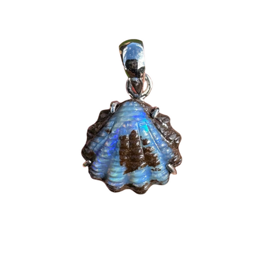 Small fan shell boulder opal pendant (No. 09)