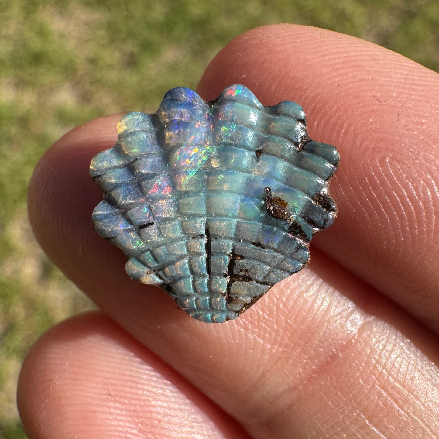 5.13 Ct shell boulder opal carving