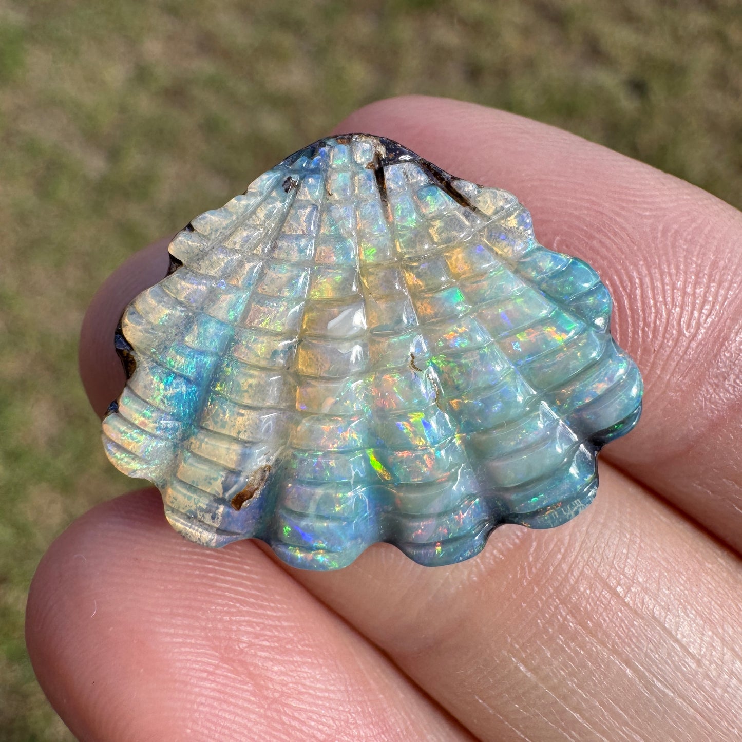 16.97 Ct shell boulder opal carving