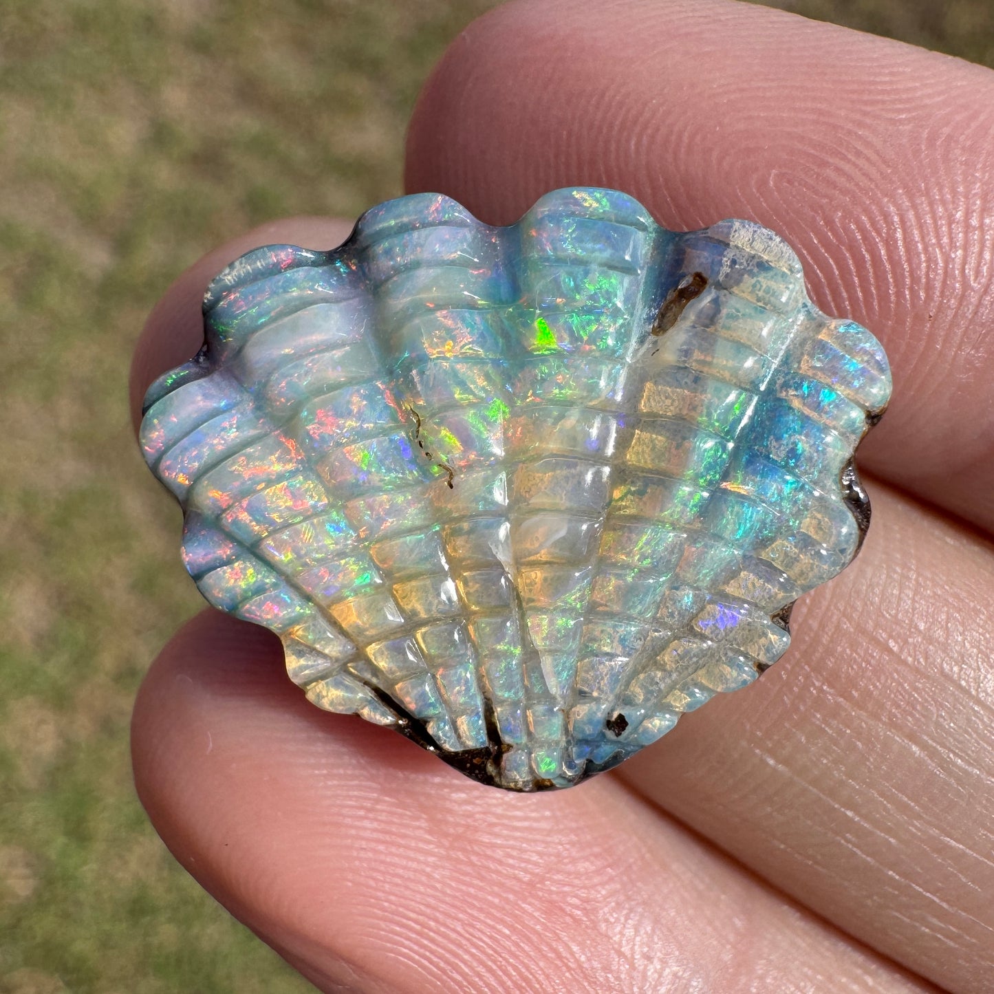 16.97 Ct shell boulder opal carving