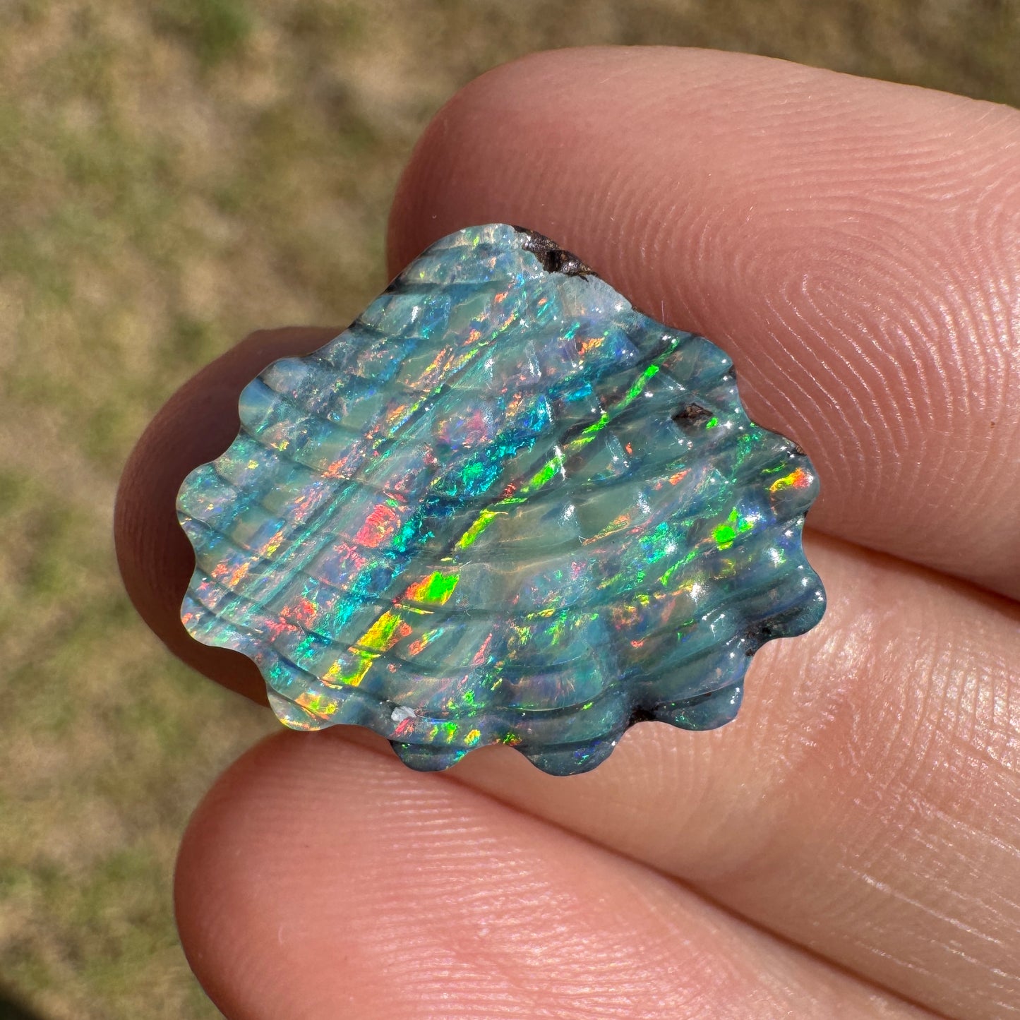 9.11 Ct gem-grade shell boulder opal carving