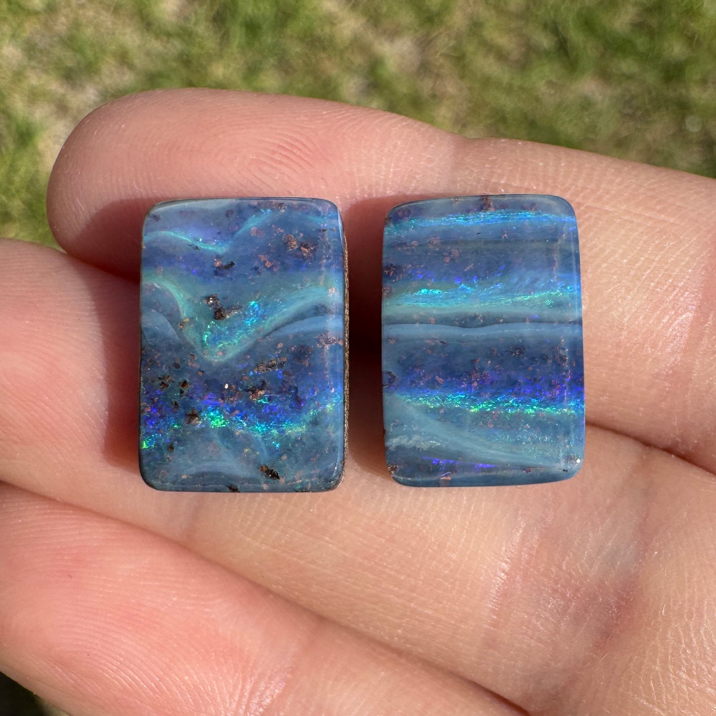 13.34 Ct 'the waves' boulder opal pair