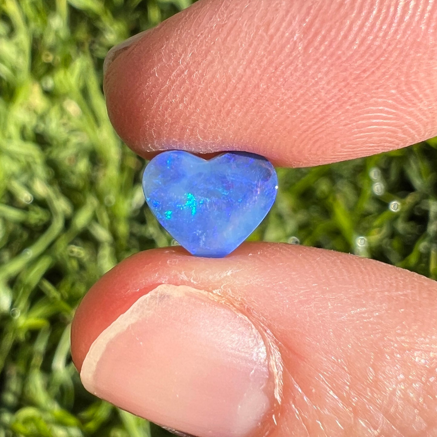 1.31 Ct small blue boulder opal heart