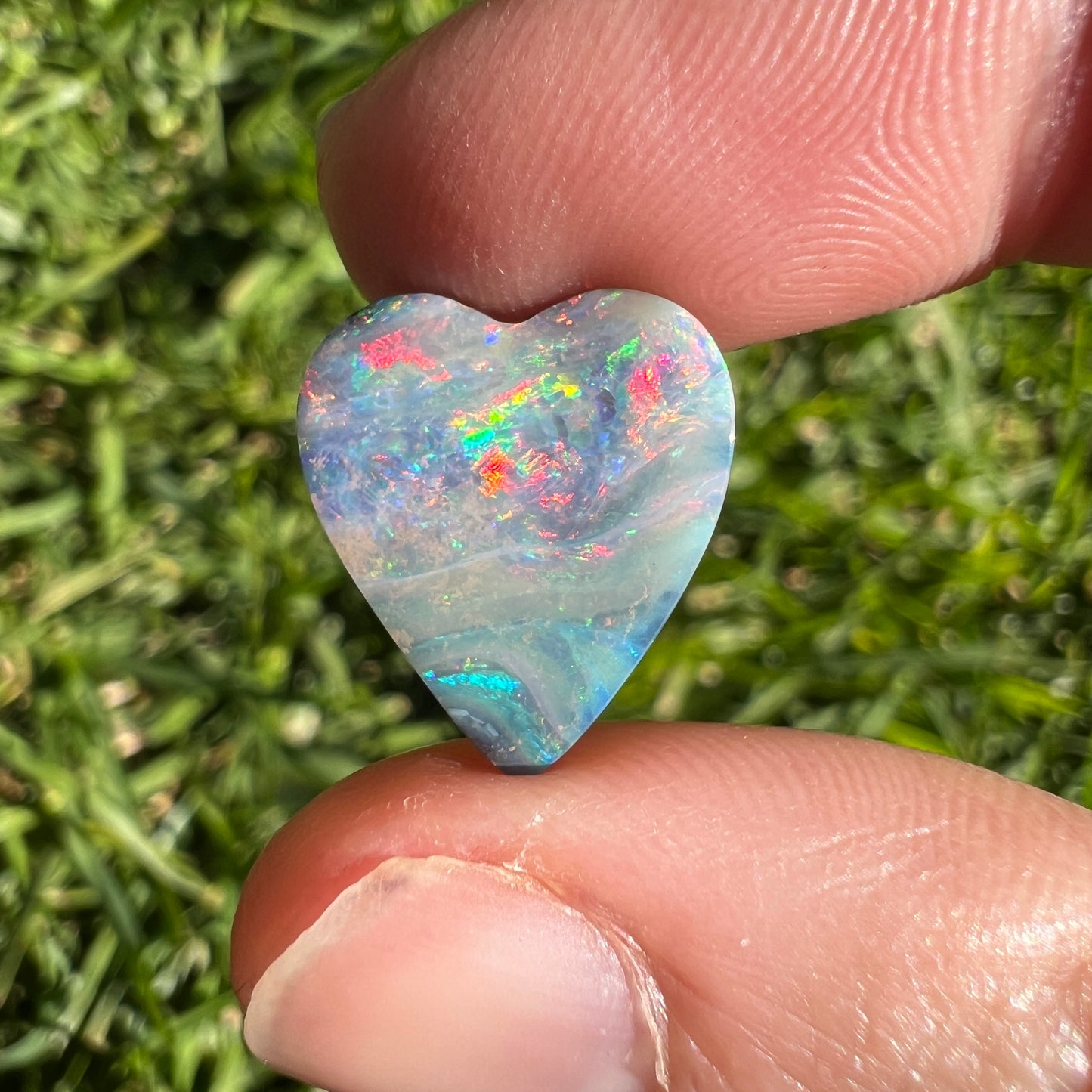 5.75 Ct rainbow boulder opal heart