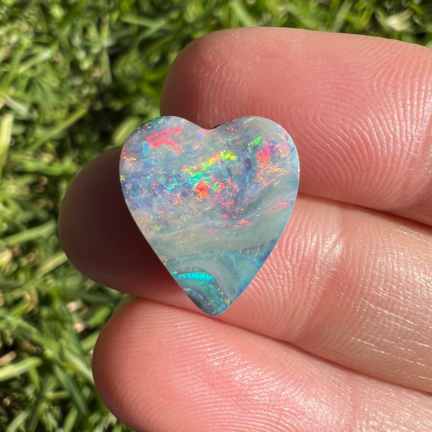 5.75 Ct rainbow boulder opal heart