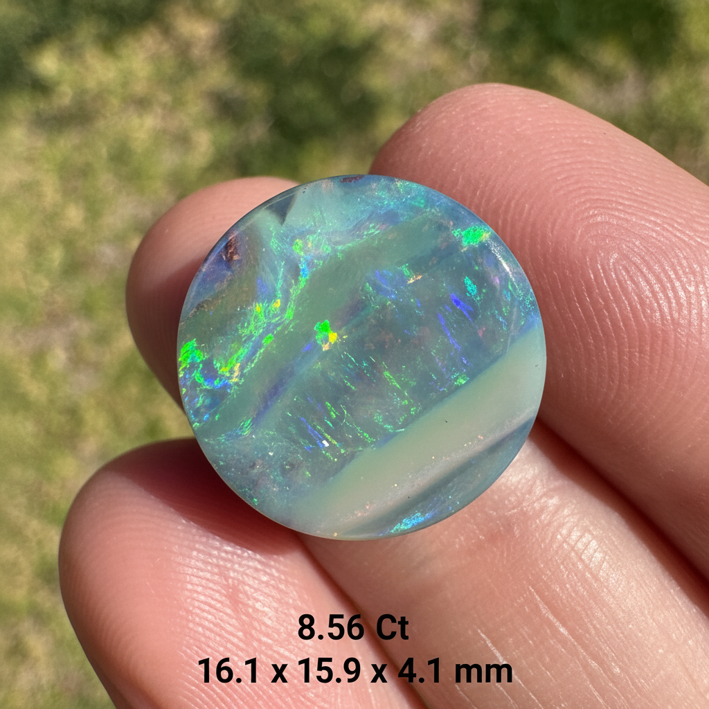 8.56 Ct green circle boulder opal