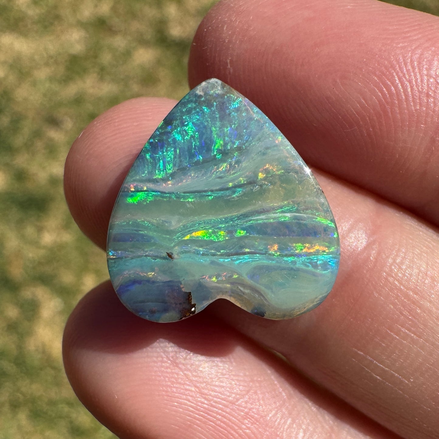 8.21 Ct striped pattern boulder opal heart
