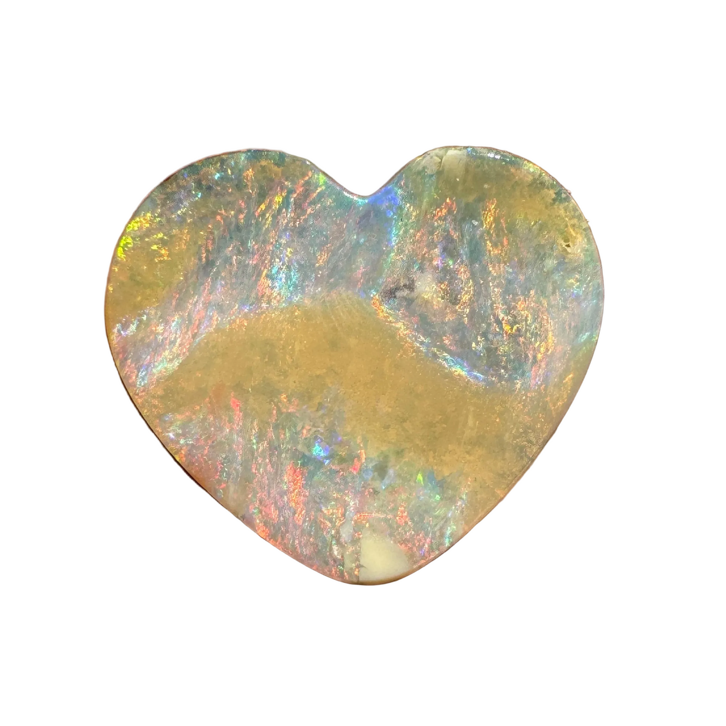 5.65 Ct rainbow and caramel swirl heart boulder opal