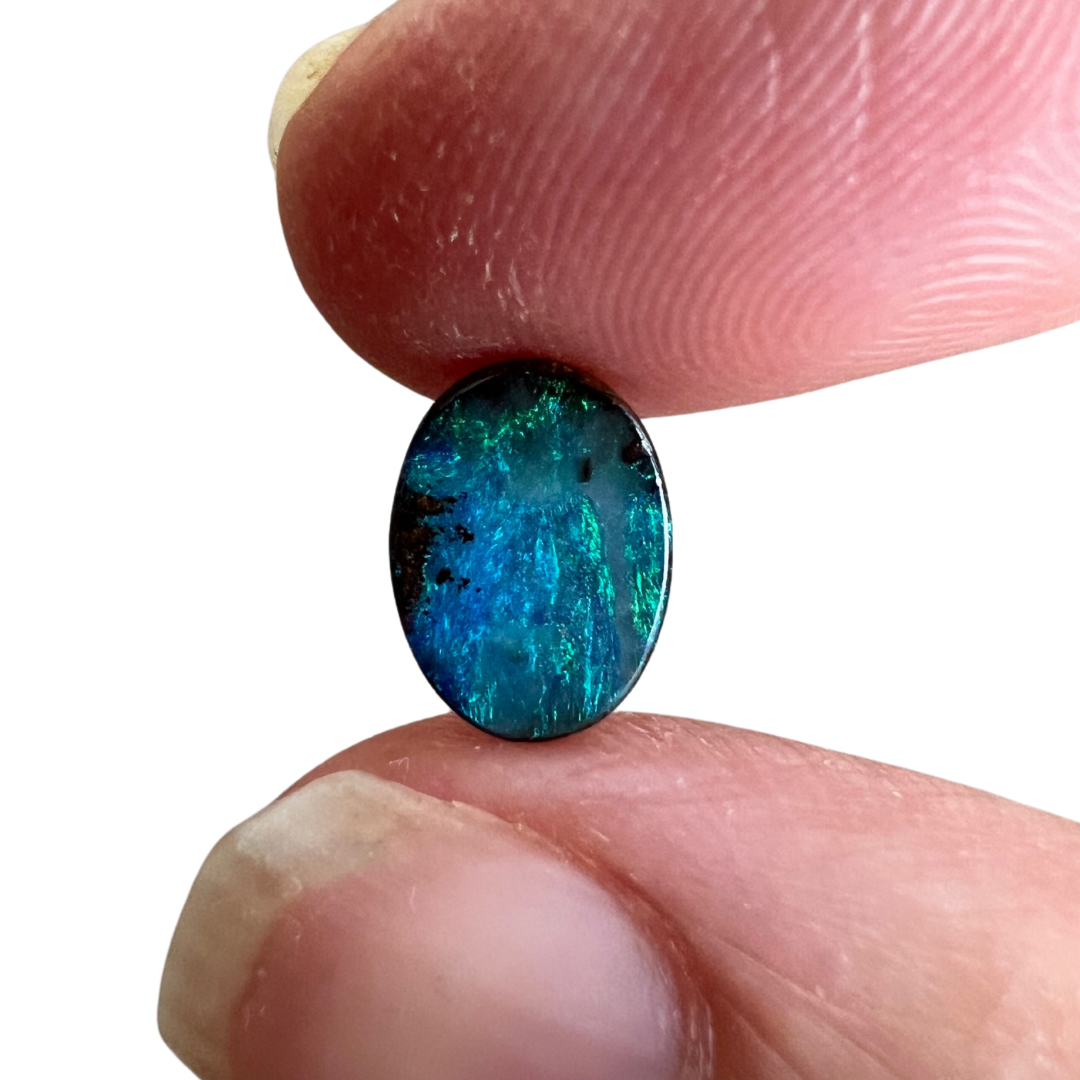 1.21 Ct green-blue oval boulder opal