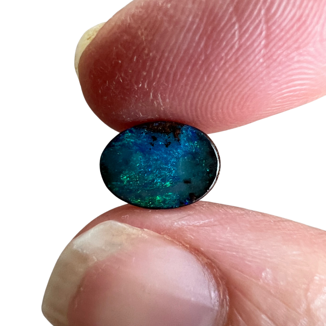 1.21 Ct green-blue oval boulder opal