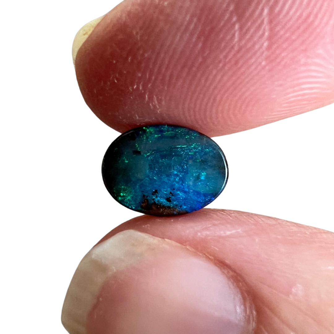 1.21 Ct green-blue oval boulder opal